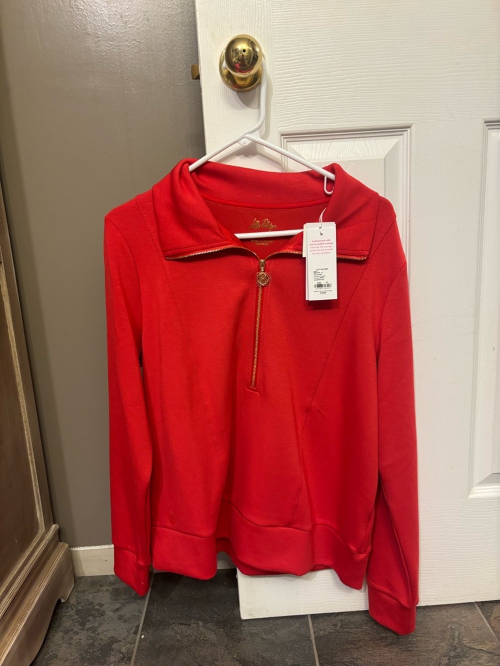 Lilly Pulitzer Crimson Zip-Front Jacket with Gold Hardware